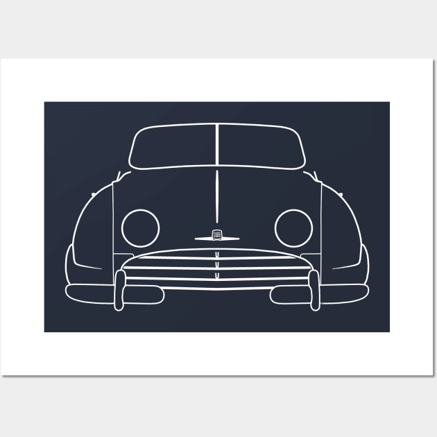 Saab 92 1950s classic car white outline graphic Wall Art by soitwouldseem